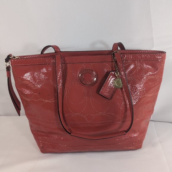 Coach Handbags - Coach K1295-F19198 Tangerine Signature C Stitch Shoulder Purse Patent Leather